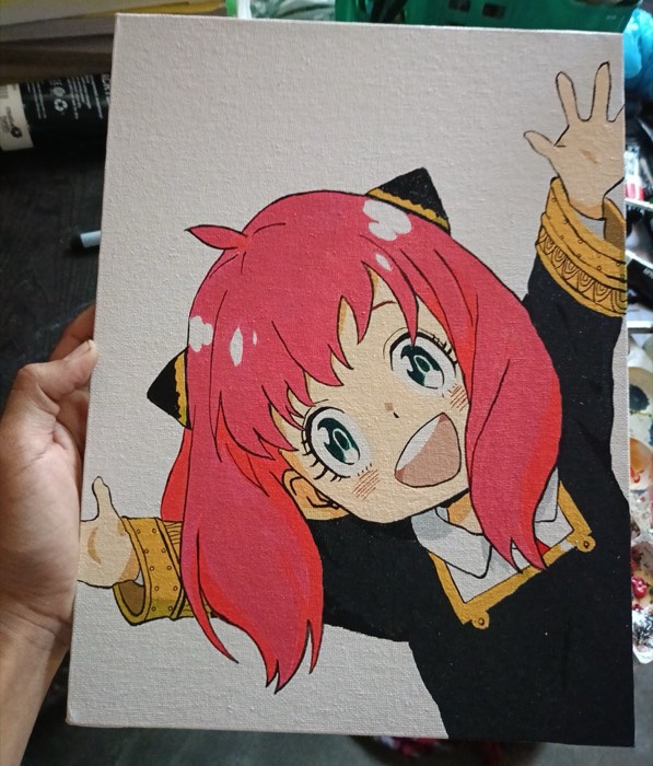 Anya from Spy x Family painted in acrylic on canvas